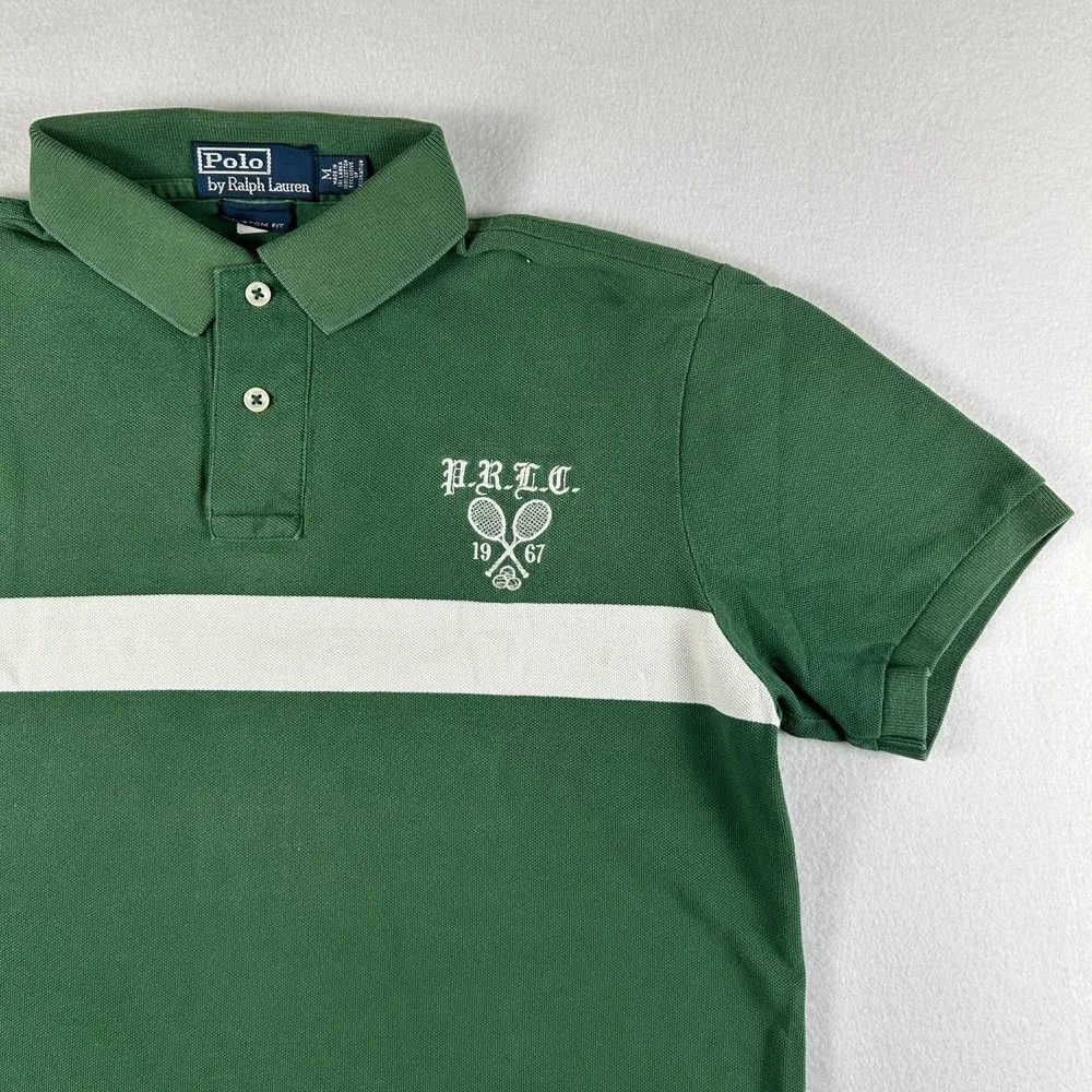 Polo Ralph Lauren Polo Shirt Mens Medium Tennis Club Crest Logo Custom Fit